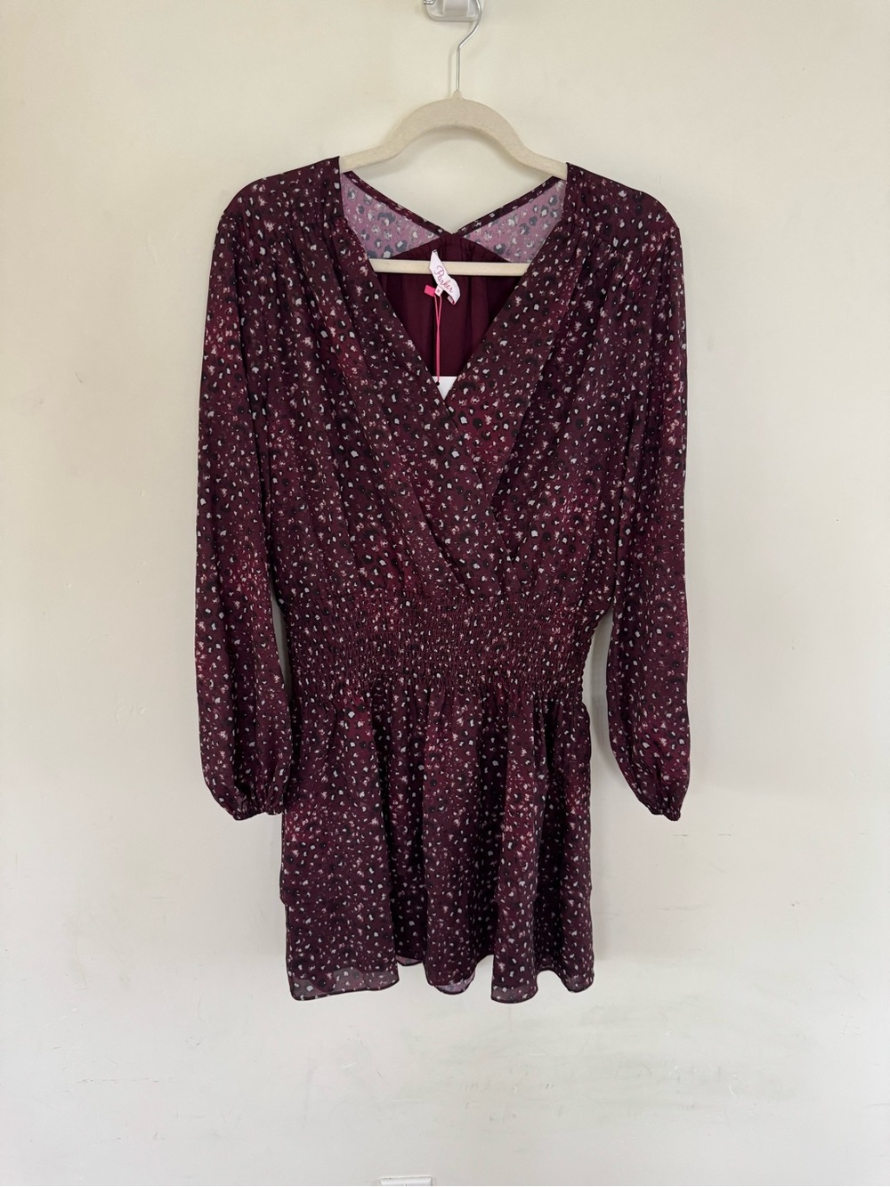 Parker Burgundy Animal Print Smocked Dress